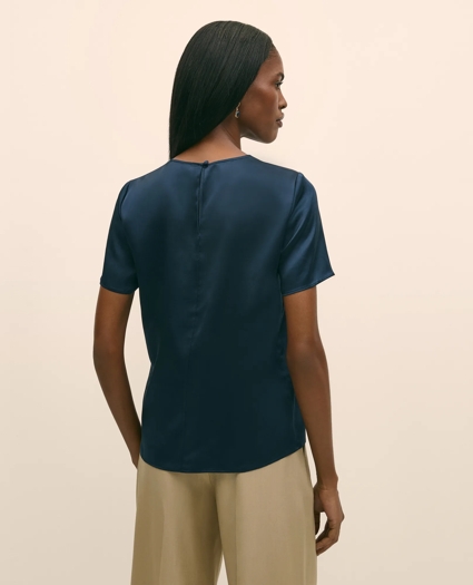 Short-Sleeve Top in Washable Silk Charmeuse, image 4