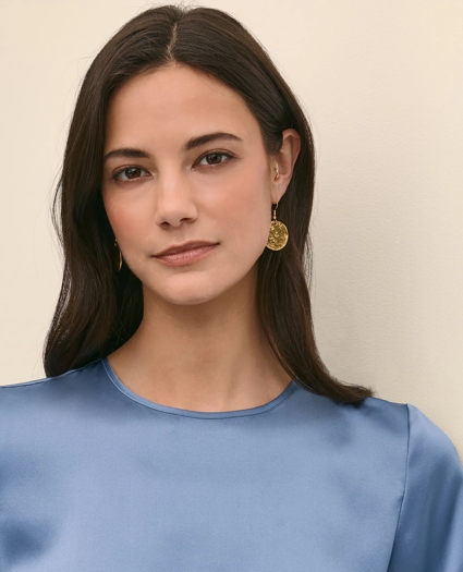 Short-Sleeve Top in Washable Silk Charmeuse, image 3