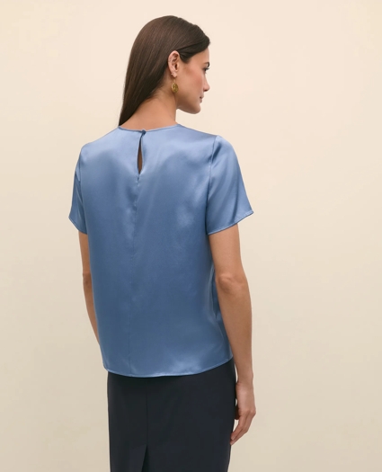 Short-Sleeve Top in Washable Silk Charmeuse, image 4