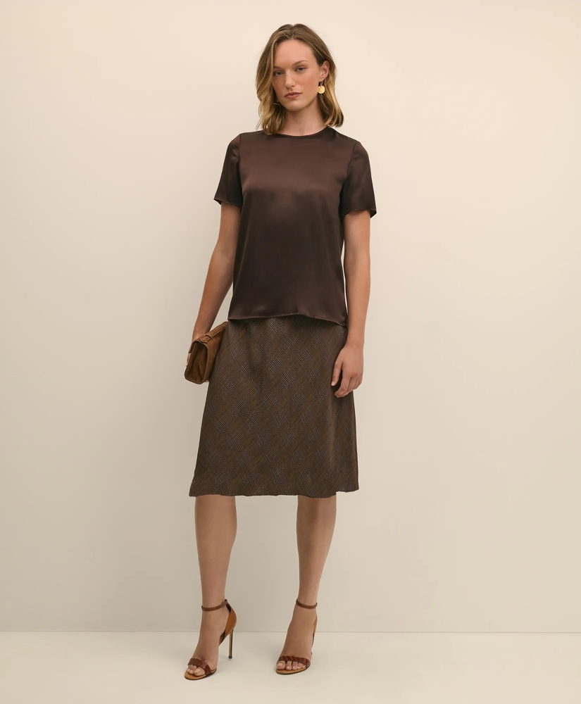 Short-Sleeve Top in Washable Silk Charmeuse, image 2