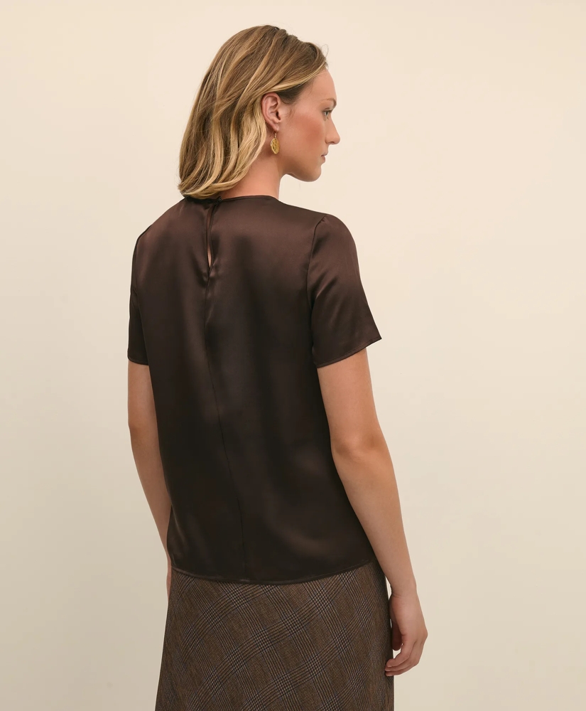 Short-Sleeve Top in Washable Silk Charmeuse, image 4