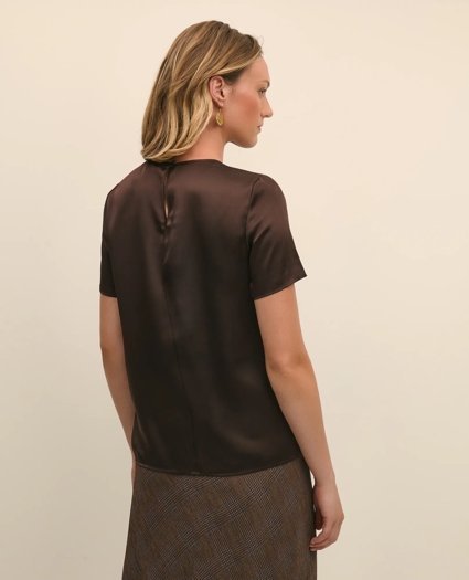 Short-Sleeve Top in Washable Silk Charmeuse, image 4