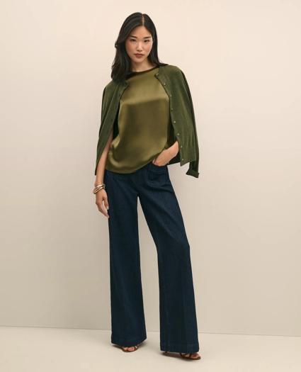Short-Sleeve Top in Washable Silk Charmeuse, image 3