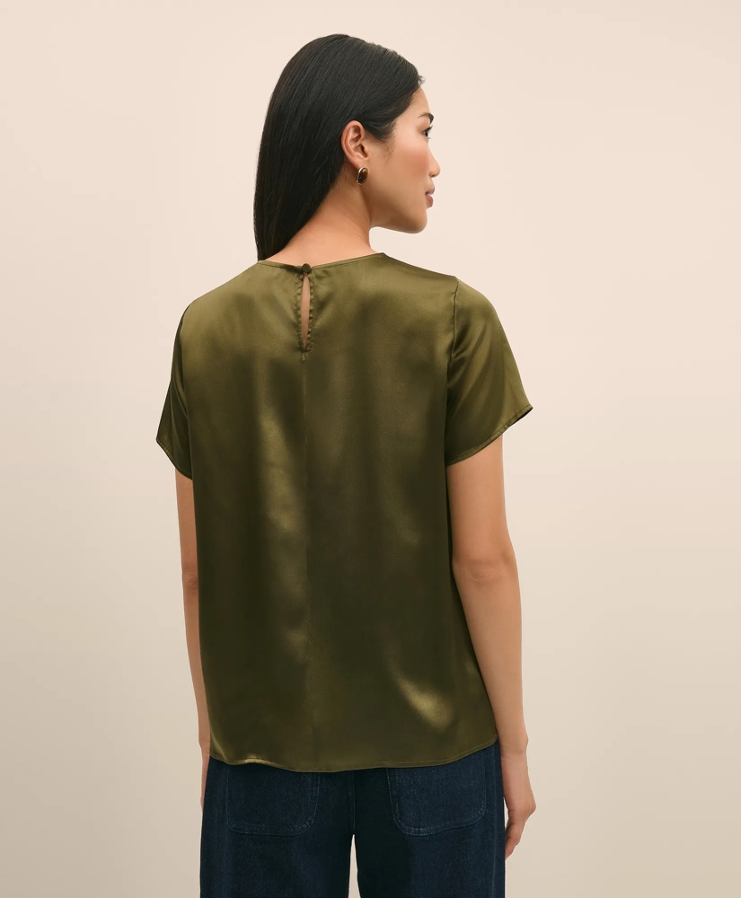 Short-Sleeve Top in Washable Silk Charmeuse, image 4