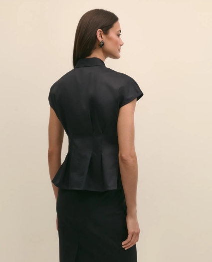 Supima® Cotton Sateen Pleated Peplum Shirt, image 4