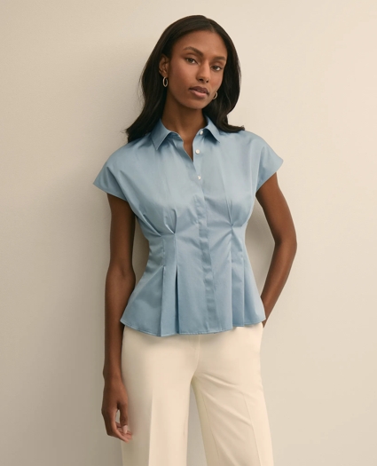 Supima&reg; Cotton Sateen Pleated Peplum Shirt, image 1
