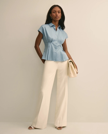 Supima&reg; Cotton Sateen Pleated Peplum Shirt, image 2