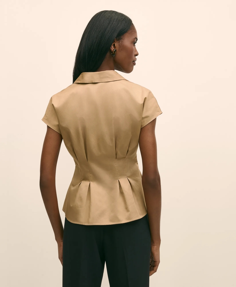 Supima® Cotton Sateen Pleated Peplum Shirt, image 4