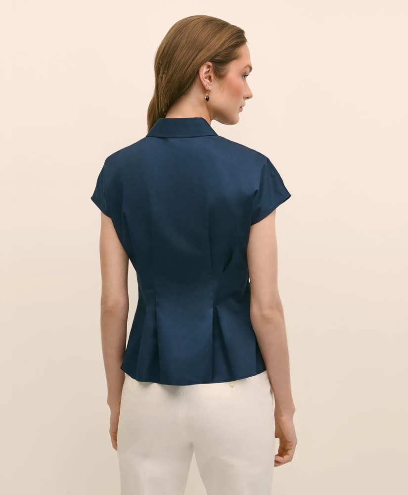 Supima® Cotton Sateen Pleated Peplum Shirt, image 4