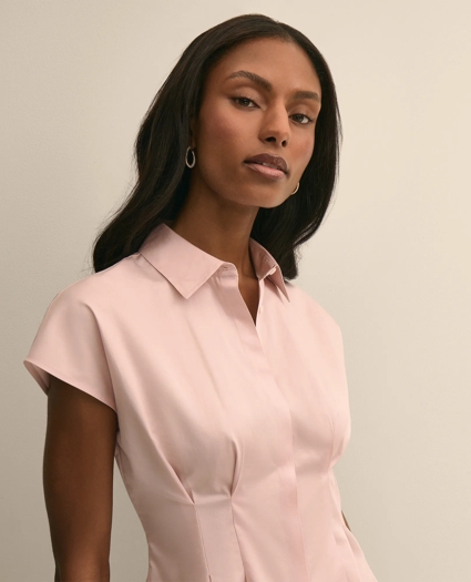 Supima&reg; Cotton Sateen Pleated Peplum Shirt, image 3