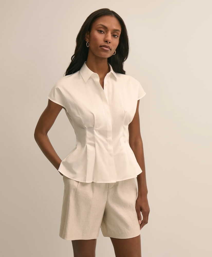 Supima&reg; Cotton Sateen Pleated Peplum Shirt, image 2