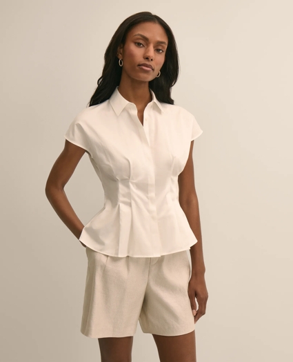 Supima&reg; Cotton Sateen Pleated Peplum Shirt, image 2