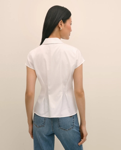 Supima® Cotton Sateen Pleated Peplum Shirt, image 4