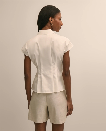 Supima&reg; Cotton Sateen Pleated Peplum Shirt, image 4