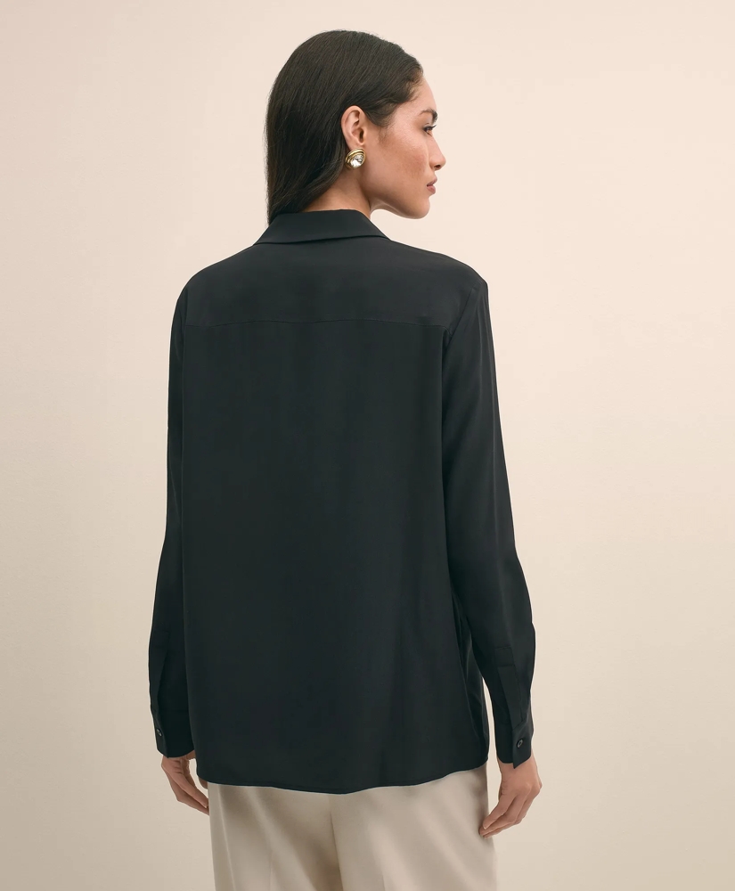 Silk Crepe Notch-Collar Blouse, image 4