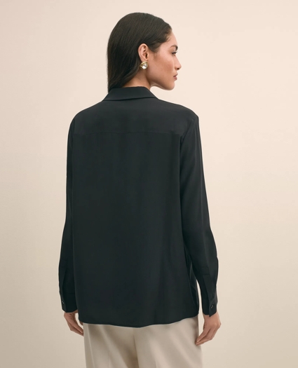 Silk Crepe Notch-Collar Blouse, image 4