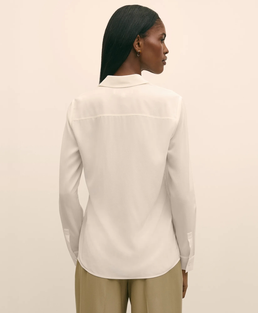 Silk Crepe Notch-Collar Blouse, image 5