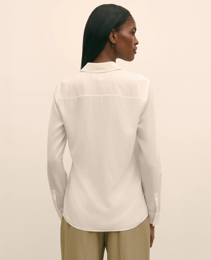 Silk Crepe Notch-Collar Blouse, image 5