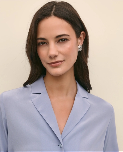 Silk Crepe Notch-Collar Blouse, image 3