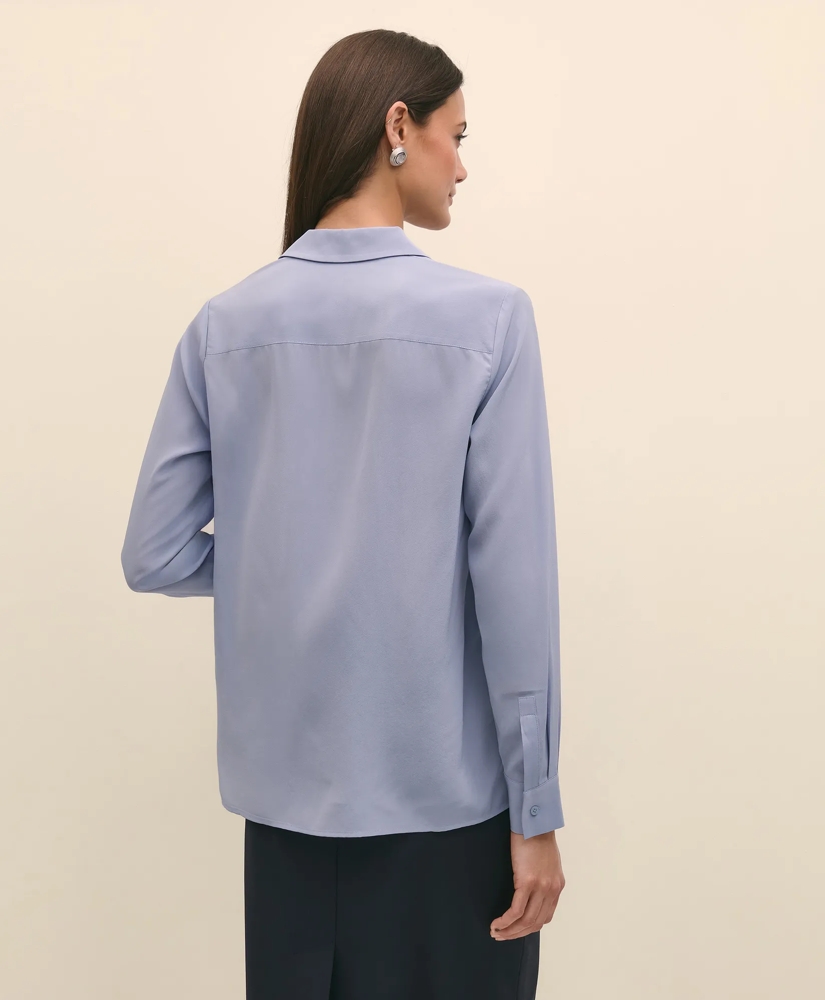 Silk Crepe Notch-Collar Blouse, image 4