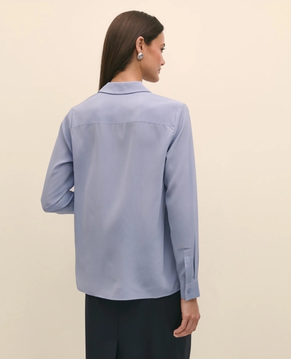 Silk Crepe Notch-Collar Blouse, image 4