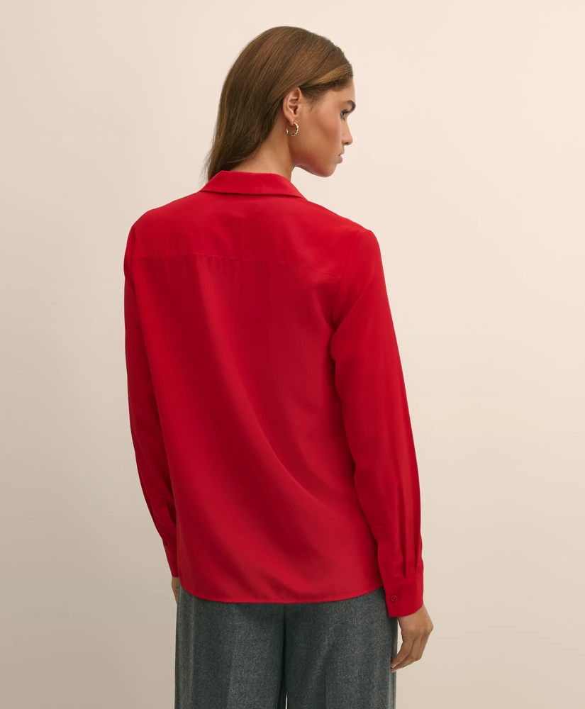 Silk Crepe Notch-Collar Blouse, image 4