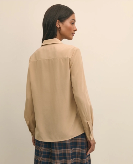Silk Crepe Notch-Collar Blouse, image 4