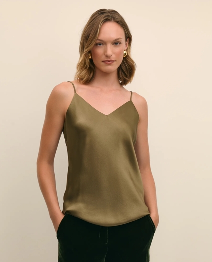 V-Neck Cami in Washable Silk Charmeuse, image 1