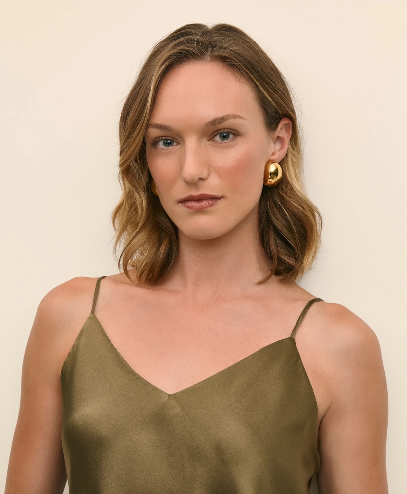 V-Neck Cami in Washable Silk Charmeuse, image 3