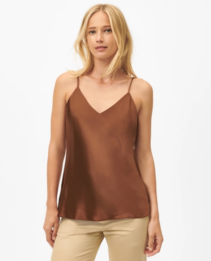 V-Neck Cami in Washable Silk Charmeuse, image 1
