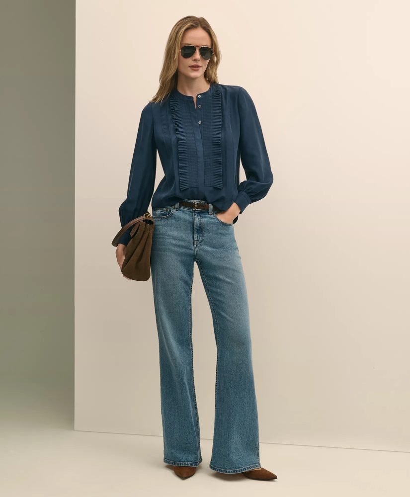 Silk Habotai Pintucked Blouse, image 2