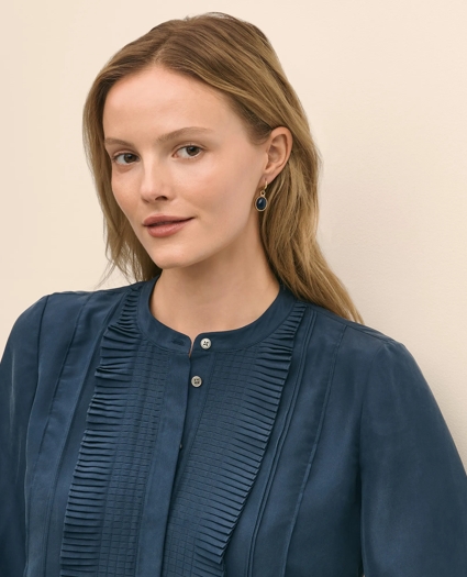 Silk Habotai Pintucked Blouse, image 3