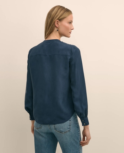 Silk Habotai Pintucked Blouse, image 4