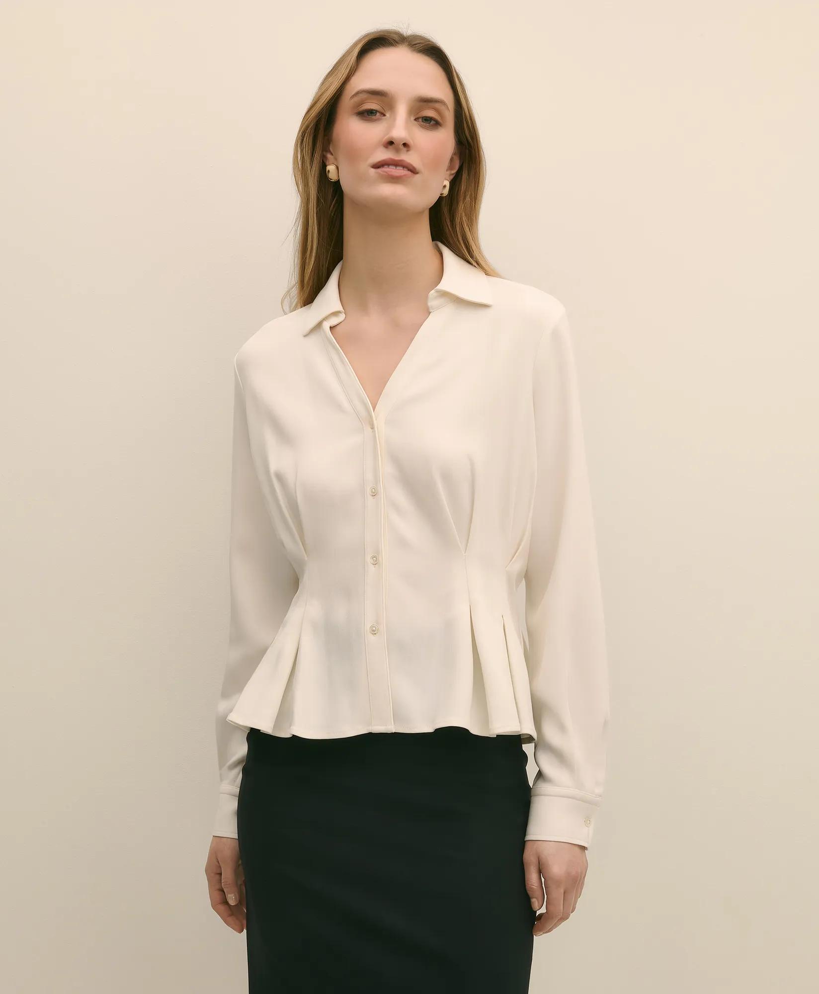 Viscose Pleated Peplum Blouse primary