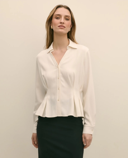 Viscose Pleated Peplum Blouse, image 1