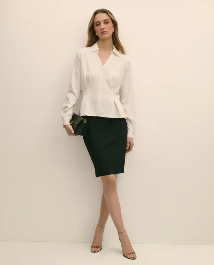 Viscose Pleated Peplum Blouse, image 2