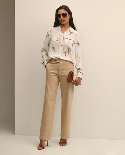Crepe Tipped Soft Blouse in Bird Print, image 2