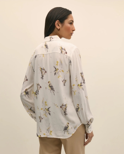 Crepe Tipped Soft Blouse in Bird Print, image 3