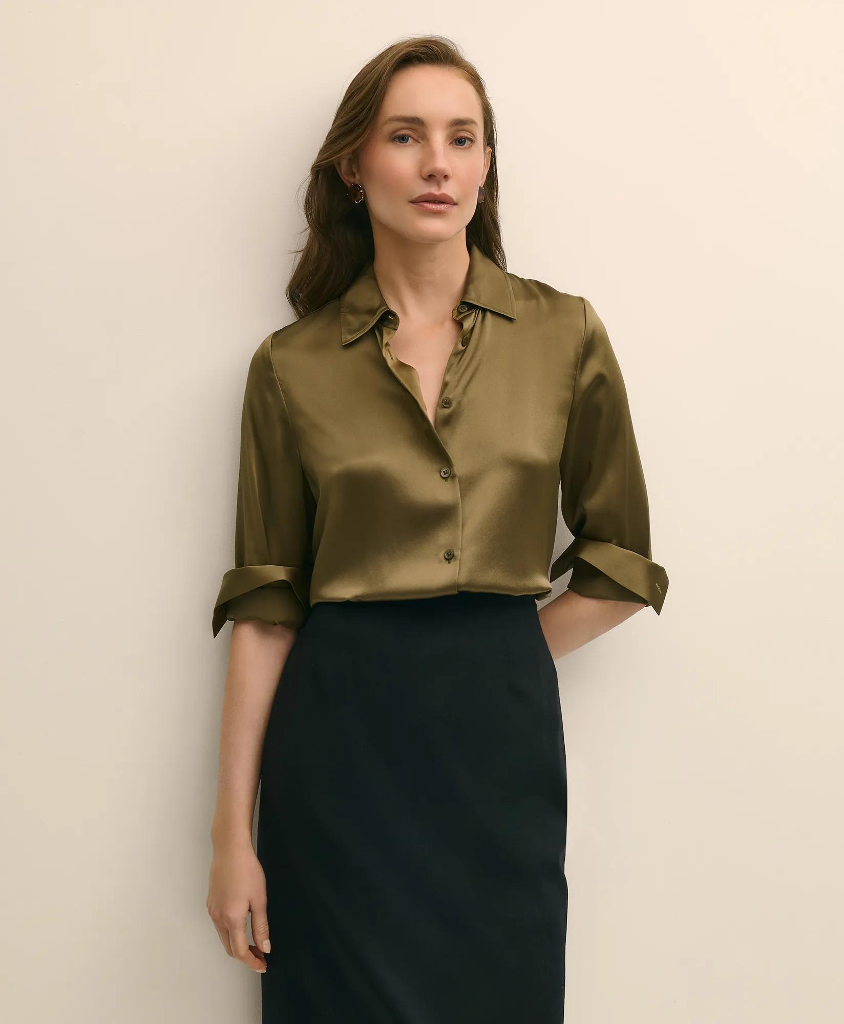 Relaxed Fit Silk Charmeuse Blouse primary