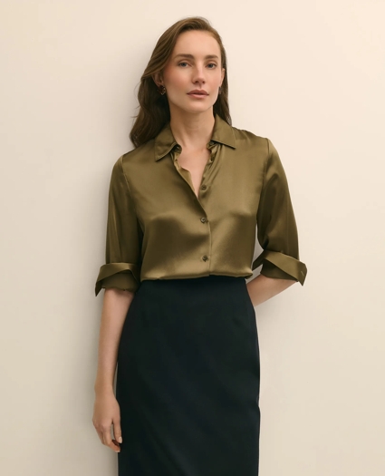 Relaxed Fit Silk Charmeuse Blouse, image 1