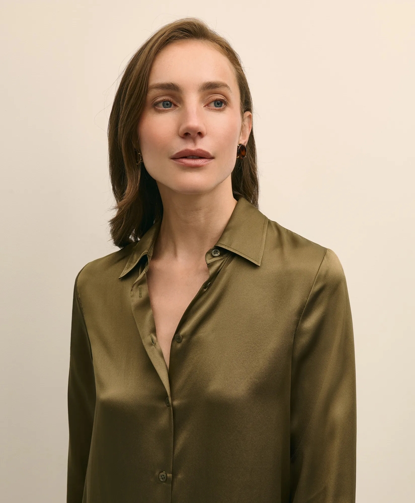 Relaxed Fit Silk Charmeuse Blouse, image 3