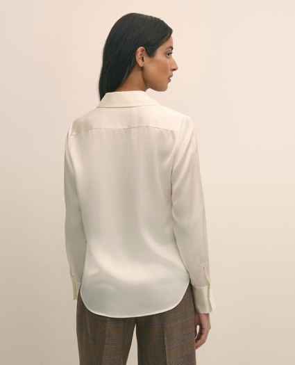 Silk Charmeuse Pintucked Blouse, image 4