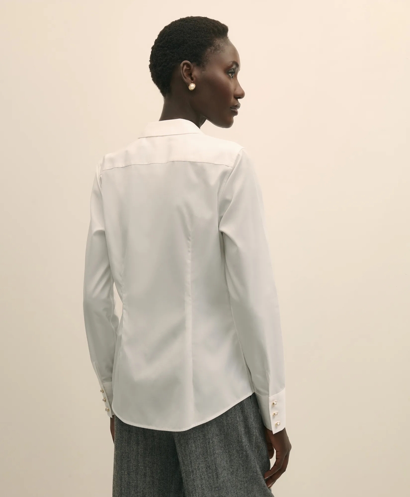 Fitted Supima® Cotton Open Notch Collar, Dress Shirt, image 4