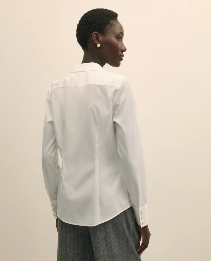 Fitted Supima® Cotton Open Notch Collar, Dress Shirt, image 4