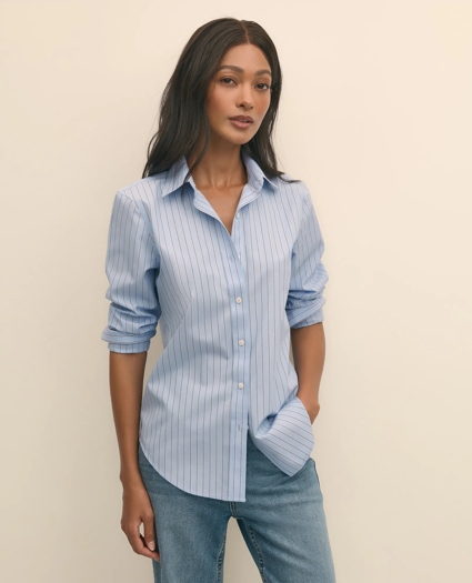 Classic Fit Stretch Supima® Cotton, Striped Dress Shirt, image 1