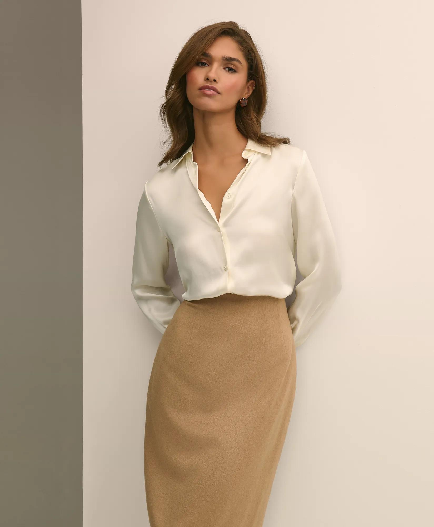 Relaxed Fit Silk Charmeuse Blouse primary