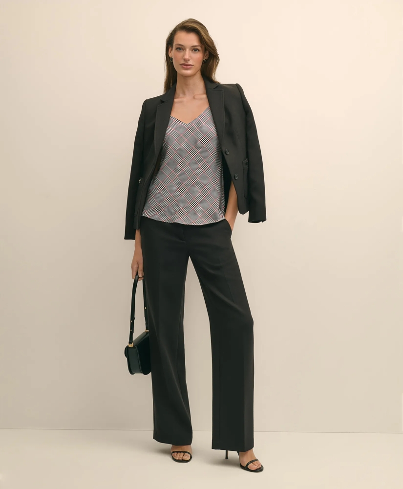 V-Neck Glen Plaid Print Camisole in Washable Silk Charmeuse, image 2