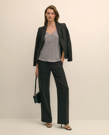 V-Neck Glen Plaid Print Camisole in Washable Silk Charmeuse, image 2