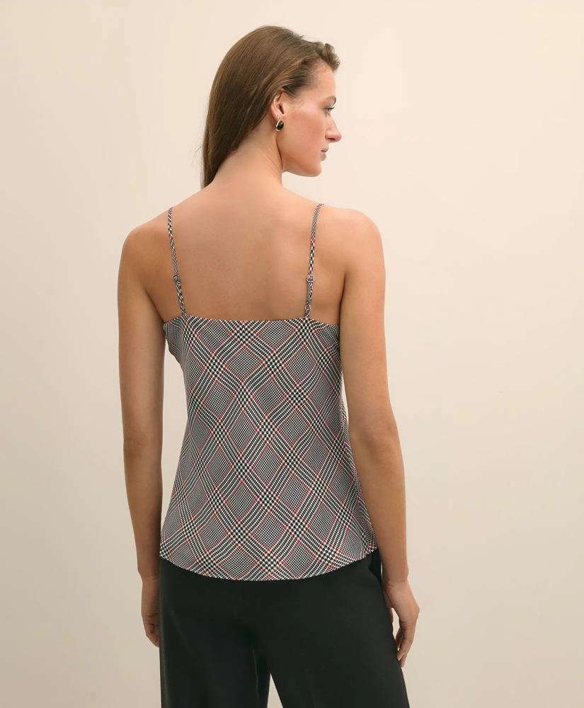 V-Neck Glen Plaid Print Camisole in Washable Silk Charmeuse, image 4
