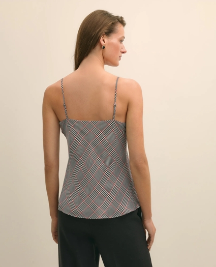 V-Neck Glen Plaid Print Camisole in Washable Silk Charmeuse, image 4